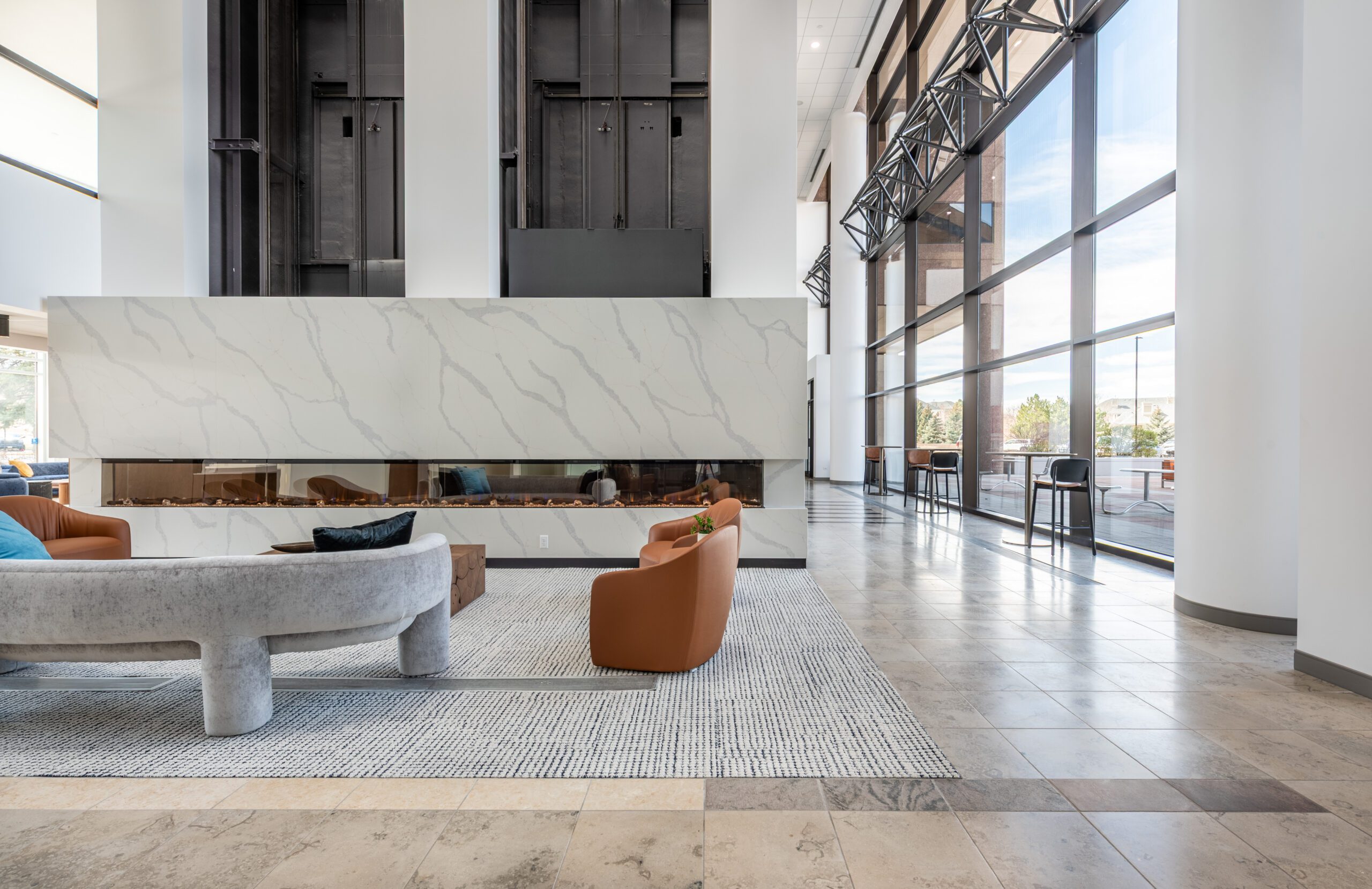 Cascade building lobby, office renovation photography Centennial