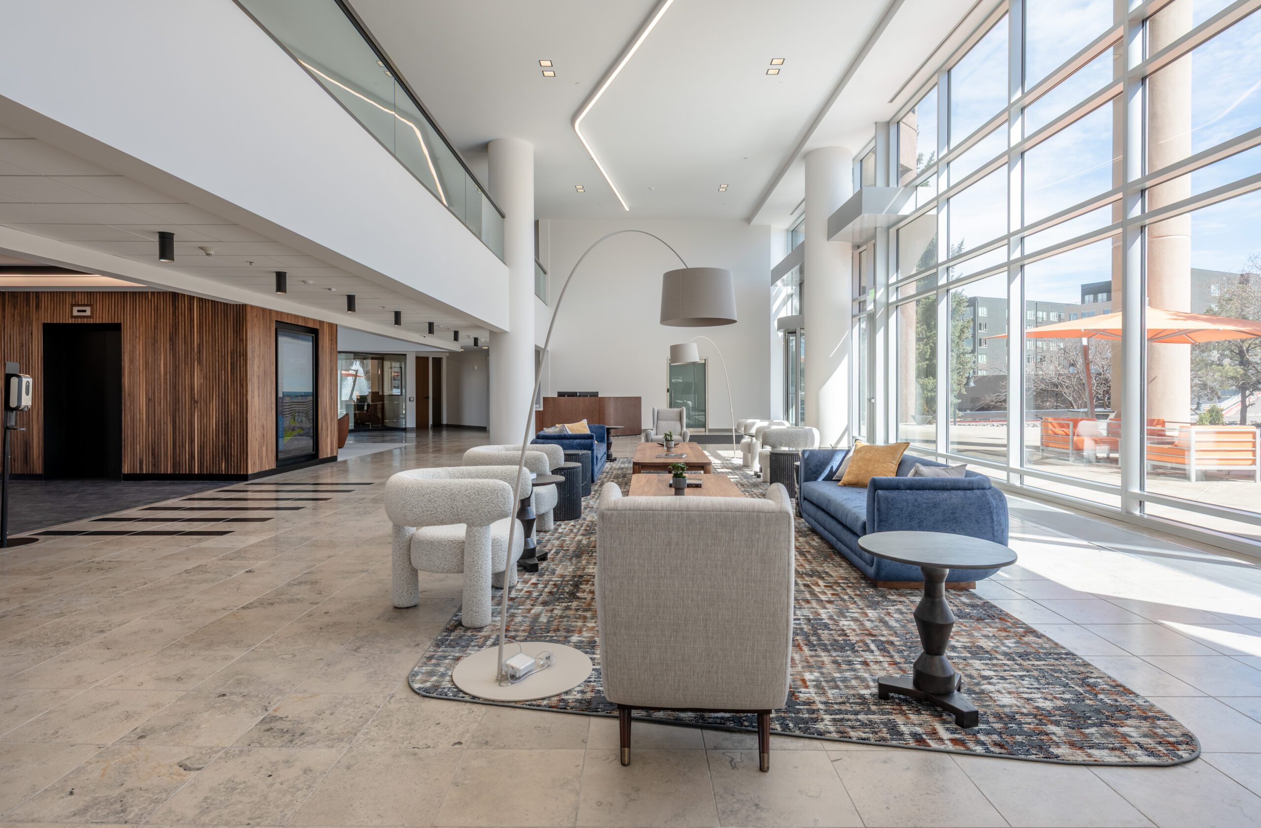 Cascade building lobby, office renovation photography Denver